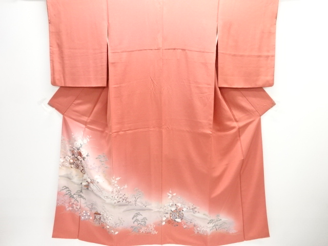 JAPANESE KIMONO / IRO-TOMESODE / FLOWER CART / ONE CREST 
